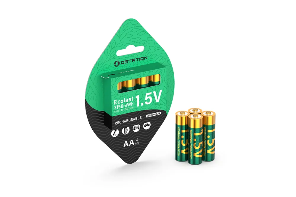 Ecolast AA 1.5V 带电池管理系统的可充电锂离子电池